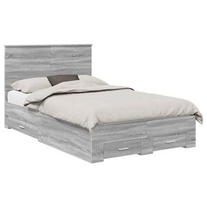 vidaXL Cadre de lit Gris Sonoma 120 x 190 cm Bois d'ingénierie