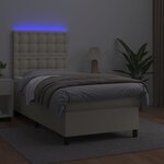 vidaXL Sommier tapissier avec matelas et LED Crème 90x190cm Similicuir