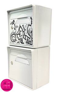 Pack de 2 boîtes aux lettres murales - "Vache de France" [VanLuc] - "Blanc ivoire"