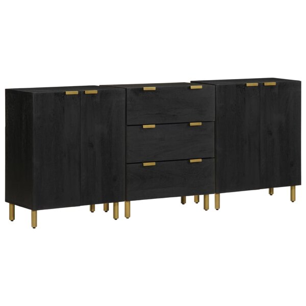 vidaXL Buffets 3 Pièces noir bois d'ingénierie