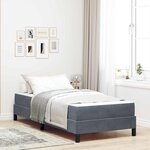 vidaXL Lit à ressorts avec matelas Gris foncé 80 x 220 cm tissu