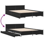 vidaXL Cadre de lit avec tiroirs noir 150x200 cm bois d'ingénierie