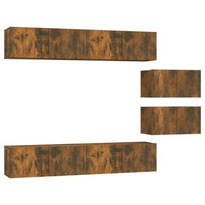 vidaXL Ensemble de meubles TV 6 Pièces Chêne fumé Bois d'ingénierie