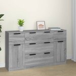 vidaXL Ensemble de buffets 3 Pièces Sonoma gris Bois d'ingénierie