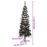 vidaXL Sapin de Noël étroit Noir 150 cm