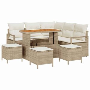 vidaXL Ensemble de canapé de jardin avec coussin 9 Pièces Beige et crème