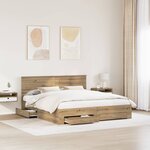 vidaXL Cadre de lit Chêne artisanal 180 x 200 cm Bois d'ingénierie