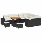 vidaXL Ensemble de canapé de jardin 12 Pièces Noir  Crème 80 x 80 x 71 cm