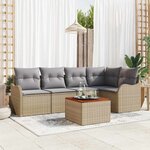 vidaXL Ensemble de canapé de jardin 6 Pièces Beige Poly rotin
