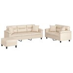 vidaXL Ensemble de canapés 3 Pièces avec coussins Beige Tissu microfibre
