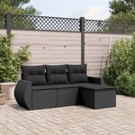 vidaXL Salon de jardin 4 Pièces avec coussins noir résine tressée