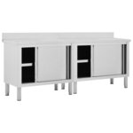 vidaXL Tables avec portes coulissantes 2 Pièces 200x50x(95-97) cm Inox