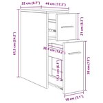 vidaXL Meuble de salle de bain fin Chêne noir 22 x 44 x 61.5 cm