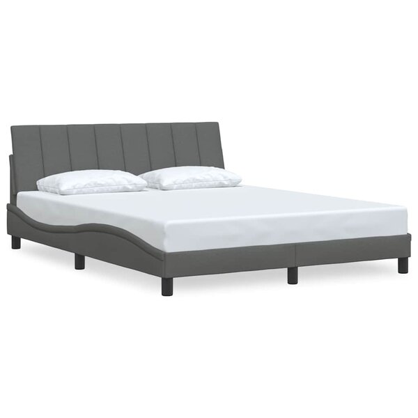 vidaXL Cadre de lit sans matelas gris foncé 160x200 cm tissu