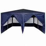vidaXL Tente de fête Bleu  Blanc 400 x 400 x 266 cm Polyester  Acier