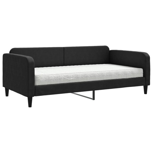vidaXL Lit de jour avec matelas noir 100x200 cm tissu