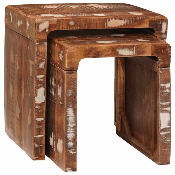 vidaXL Tables gigognes 2 Pièces Marron Bois Recyclé Solide