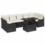 vidaXL Ensemble de canapé de jardin 8 Pièces Noir Poly Rattan