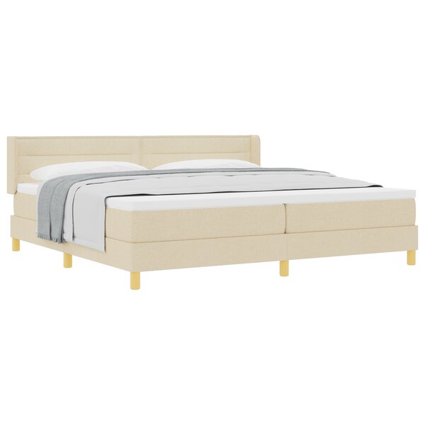 Lit à ressort vidaXL avec matelas crème 200x200 cm en tissu