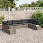 vidaXL Ensemble de canapé de jardin 10 Pièces Gris Poly rotin