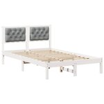 vidaXL Cadre de lit Gris clair 135 x 190 cm Pin massif