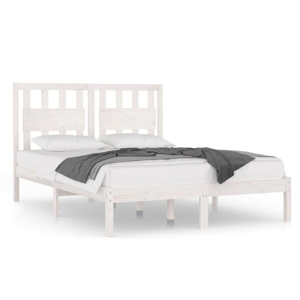 vidaXL Cadre de lit Blanc Bois de pin massif 120x190 cm Petit double
