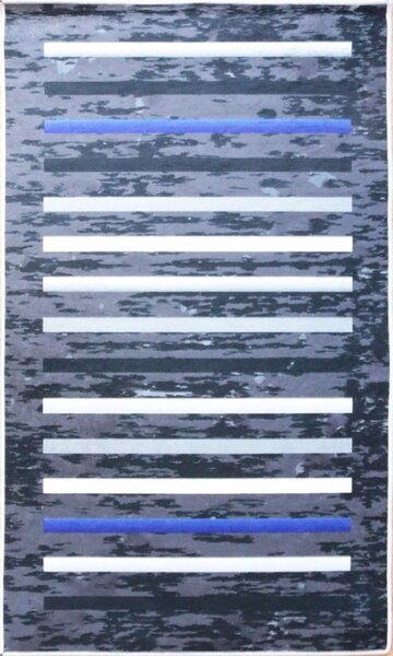 Tapis de salon à rayures 80 x 150 cm - Noir