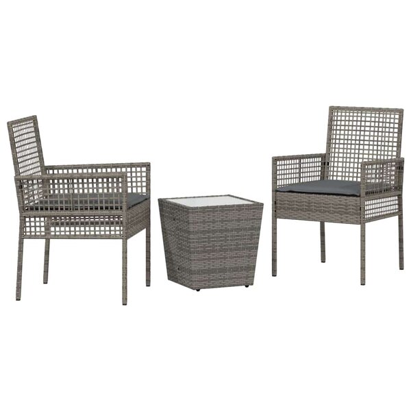 vidaXL Ensemble bistro de jardin 3 Pièces Gris Poly rotin