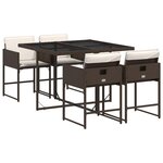 vidaXL Ensemble à manger de jardin 5 Pièces et coussins marron poly rotin