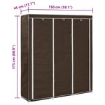 vidaXL Armoire avec compartiments et barres Marron 150x45x175 cm Tissu