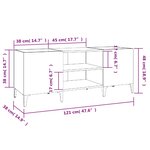 vidaXL Armoire à disques gris béton 121x38x48 cm bois d'ingénierie