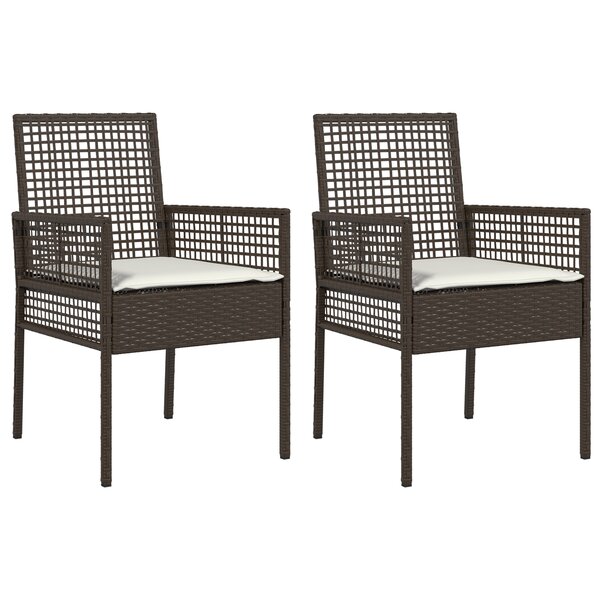 Chaises de jardin vidaXL 2 Pièces avec coussins marron en poly rotin
