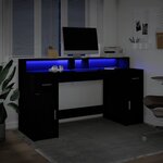 vidaXL Bureau avec lumières LED noir 160x55x91 cm bois d'ingénierie
