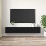vidaXL Set de meuble TV Chêne noir Bois d'ingénierie Moyen Meuble TV