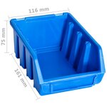 vidaXL Bacs de rangement empilables 20 Pièces bleu plastique
