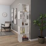 vidaXL Bibliothèque/Séparateur de pièce Blanc brillant Bois ingénierie