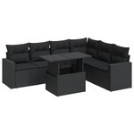 vidaXL Salon de jardin 7 Pièces avec coussins noir résine tressée