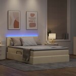 vidaXL Lit de rangement LED avec matelas Crème 140 x 190 cm Tissu