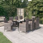 vidaXL Ensemble de salle à manger de jardin avec coussins 9 Pièces Gris