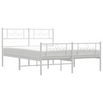 vidaXL Cadre de lit métal sans matelas et pied de lit blanc 135x190 cm