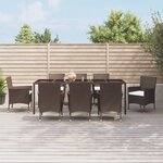 vidaXL Ensemble à manger de jardin et coussins 9 Pièces marron poly rotin