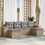 vidaXL Salon de jardin avec coussins 6 Pièces beige résine tressée