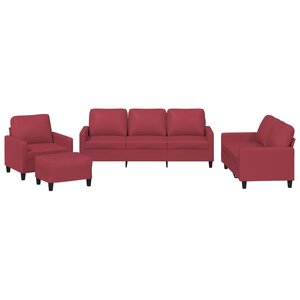 vidaXL Ensemble de canapés 4 Pièces et coussins Rouge bordeaux Similicuir