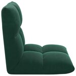 vidaXL Fauteuil de sol ajustable Vert foncé Velours