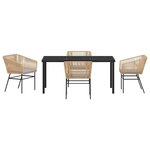 vidaXL Ensemble de salle à manger pour jardin 5 Pièces Marron Poly rotin