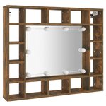 vidaXL Armoire à miroir avec LED Chêne fumé 91x15x76 5 cm