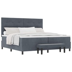 vidaXL Lit à ressorts avec matelas Gris foncé 200 x 200 cm Velours