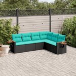 vidaXL Salon de jardin 6 Pièces avec coussins noir résine tressée