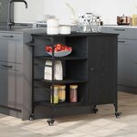 vidaXL Chariot de cuisine Chêne noir 87 5 x 38 5 x 84 5 cm