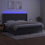 vidaXL Sommier à lattes de lit matelas et LED Gris foncé 200x200 cm